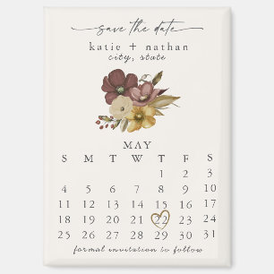 Watercolor Boho Neutral Save the Date Magnet