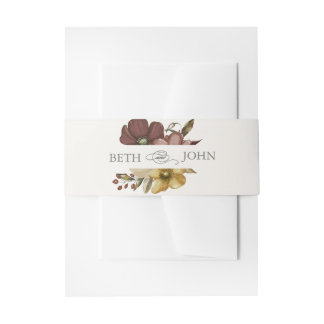 Watercolor Boho Neutral Wedding Invitation Belly Band