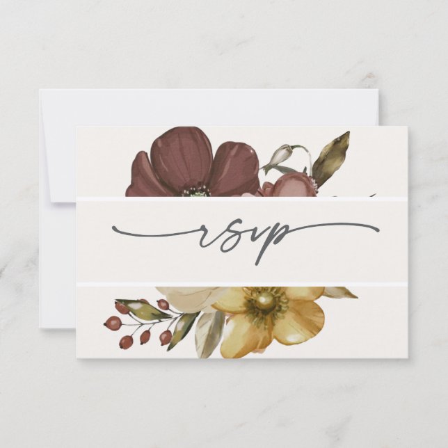 Watercolor Boho Neutral Wedding RSVP Invitation (Front)