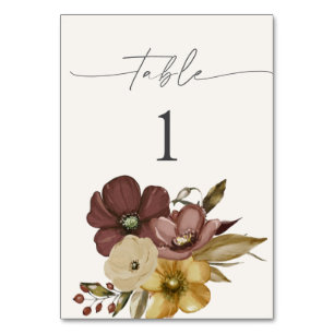 Watercolor Boho Neutral Wedding Table Numbers