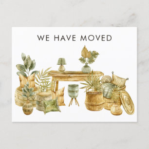 Watercolor Boho New Address Moving Announcement Postcard