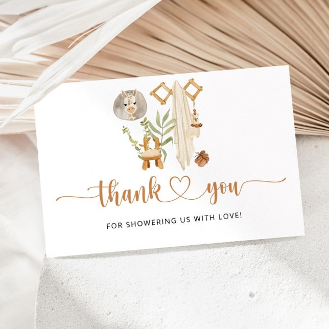 Watercolor Boho nursery baby shower thank you card (Creator Uploaded)