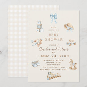 Watercolor Boho Nursery boy  baby shower Invitation