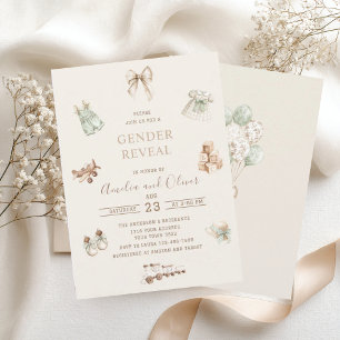 Watercolor Boho Nursery gender reveal baby shower Invitation