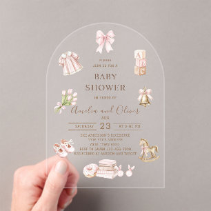 Watercolor Boho Nursery girl baby shower Acrylic Invitations