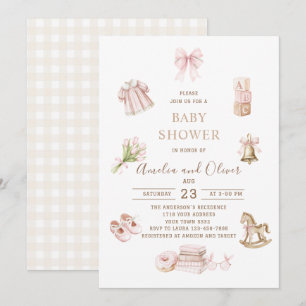 Watercolor Boho Nursery girl baby shower Invitation