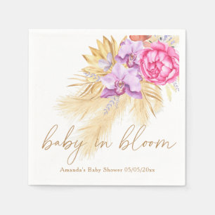Watercolor boho pampas grass - Baby shower Napkin