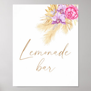 Watercolor boho pampas - lemonade bar poster
