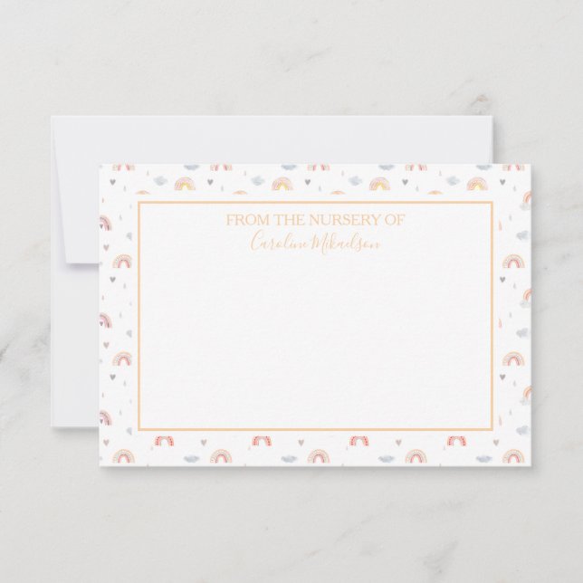 Watercolor Boho Personalised Rainbow Pattern Thank You Card (Front)
