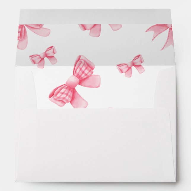 Watercolor Boho Pink Bow Baby Shower Birthday  Envelope (Back (Bottom))