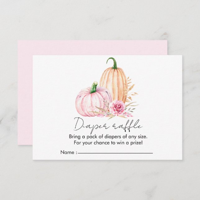 Watercolor Boho Pumpkin Babyshower Enclosure Card  (Front/Back)