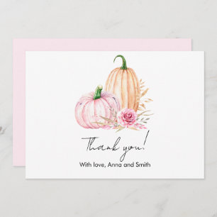 Watercolor Boho Pumpkin Babyshower Thank You Card
