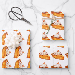 Watercolor Boho Pumpkin Pie Pattern Wrapping Paper Sheet