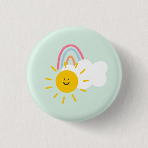 Watercolor Boho Rainbow and Sun  3 Cm Round Badge