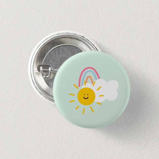 Watercolor Boho Rainbow and Sun  3 Cm Round Badge (Front & Back)