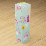 Watercolor Boho Rainbow and Sun  Wine Box<br><div class="desc">Beautiful colours and fun graphics of the rainbow,  the sun and the sky,  suitable for children,  suitable for birthday parties and baby showers
For more personalisation,  please click the "Customise It" button and use our design tool to edit this template.</div>