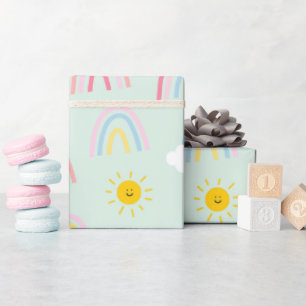 Watercolor Boho Rainbow and Sun Wrapping Paper
