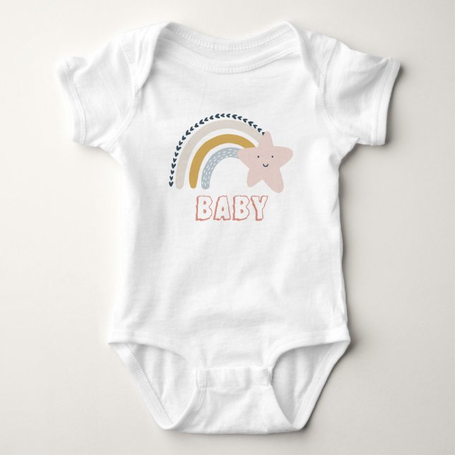 Watercolor Boho Rainbow Baby Bodysuit (Front)