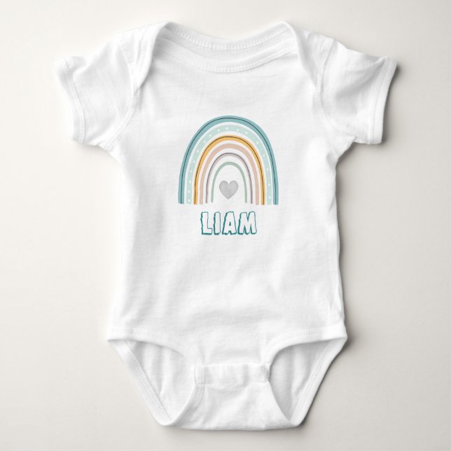 Watercolor Boho Rainbow Baby Boy Baby Bodysuit (Front)