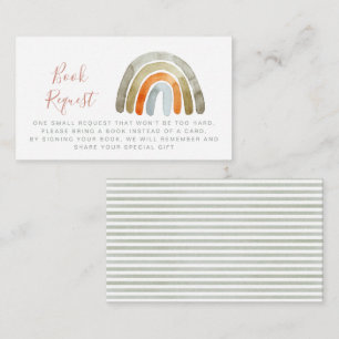 Watercolor Boho Rainbow Baby Shower Book Request Enclosure Card