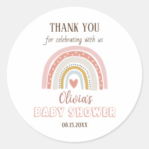 Watercolor Boho Rainbow Baby Shower Classic Round Sticker