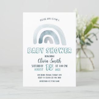 Watercolor Boho Rainbow Baby Shower Invitation