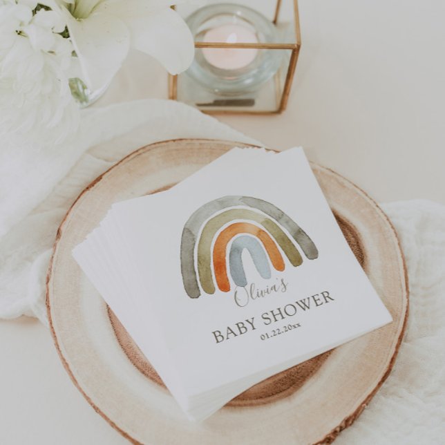 Watercolor Boho Rainbow Baby Shower    Napkin (Creator Uploaded)
