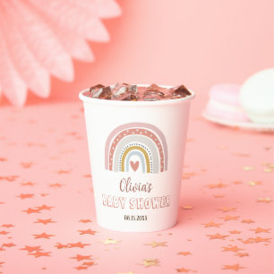 Watercolor Boho Rainbow Baby Shower Paper Cups