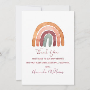 Watercolor Boho Rainbow Baby Shower Thank You Car Card