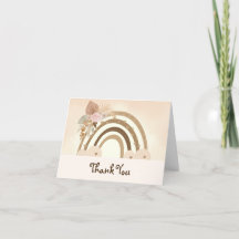Watercolor Boho Rainbow Baby Shower Thank You Card