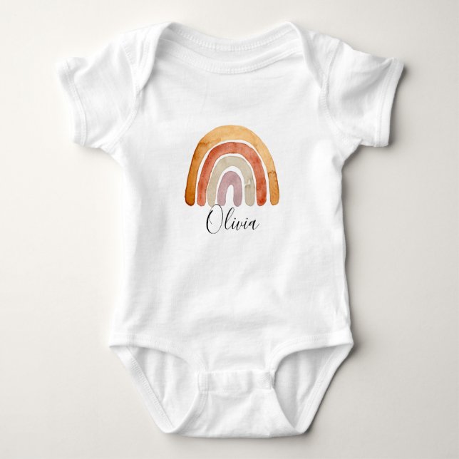 Watercolor Boho Rainbow Name  Baby Bodysuit (Front)