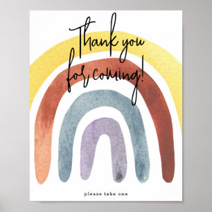 Watercolor Boho Rainbow Thank you for coming Poster