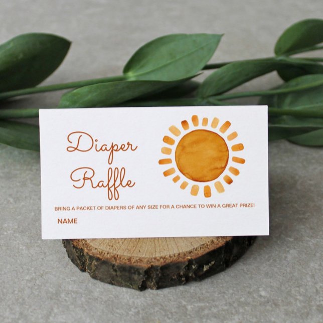 Watercolor Boho Sun Baby Shower Diaper Raffle  Enclosure Card (Creator Uploaded)