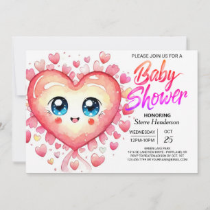 Watercolor Boho Sweetheart Girl Baby Shower Invitation