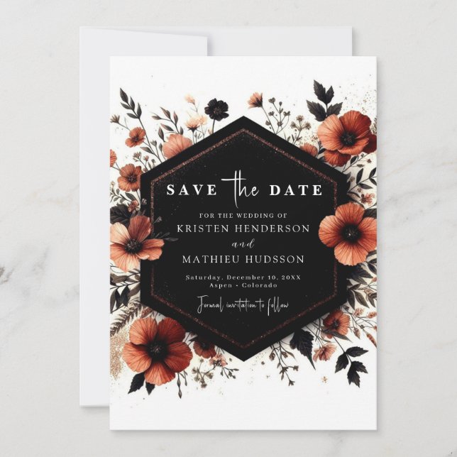 Watercolor Boho Terracotta Wedding Save The Date (Front)