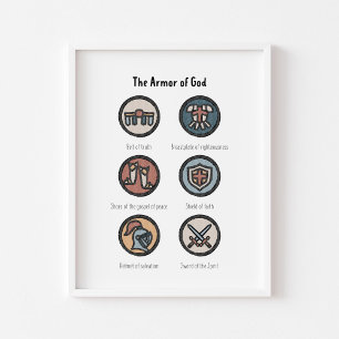 Watercolor boho the armour of God poster