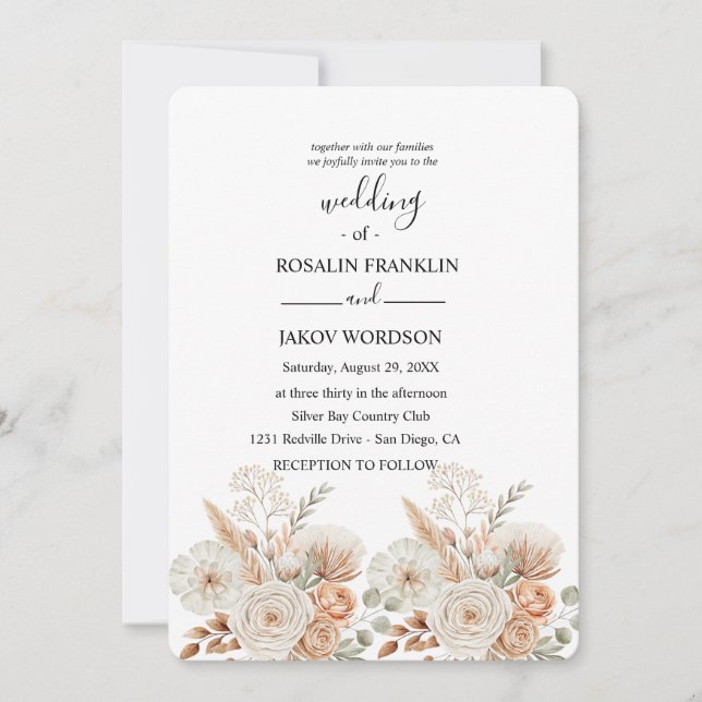 watercolor boho wedding Invitation (Front)