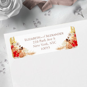 Watercolor Boho Wedding Return Address Label