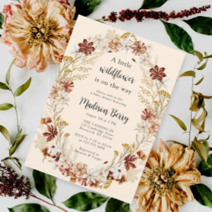 Watercolor Boho Wildflower Baby Shower Invitation