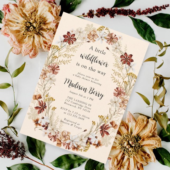 Watercolor Boho Wildflower Baby Shower Invitation (Creator Uploaded)