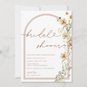 Watercolor Boho Wildflowers Bridal Shower Invitation