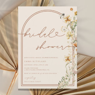 Watercolor Boho Wildflowers Bridal Shower Invitation