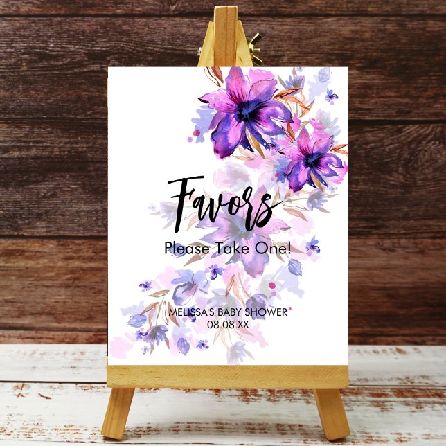 Watercolor bold purple teal blue flower favour sig poster (Creator Uploaded)