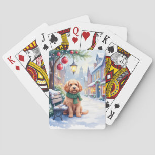 Watercolor Bolognese Festive Town Bench Christmas  Playing Cards