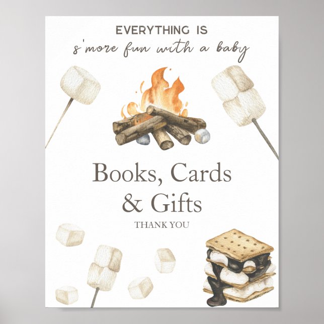 Watercolor bonfire baby shower Books Cards & Gifts Poster (Front)