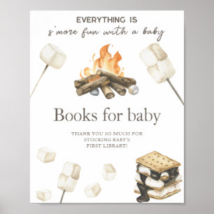 Watercolor Bonfire baby shower - Books for baby Poster