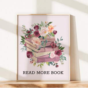 Watercolor Book and Rose Flower Reading Quote Poster