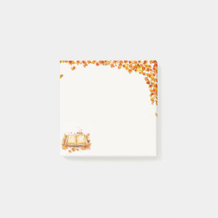 Watercolor Book and Tea, Cosy Autumn Post-it Notes