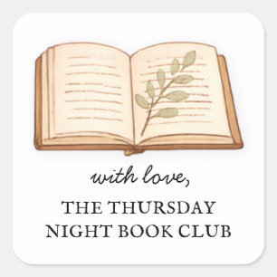 Watercolor Book Club Name Personalized  Square Sticker