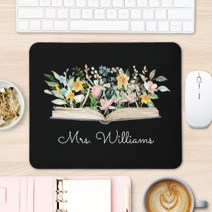 Watercolor Book Flower Floral Teacher Appreciation Mouse Pad